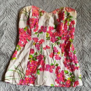 Silk, floral bustier, size L